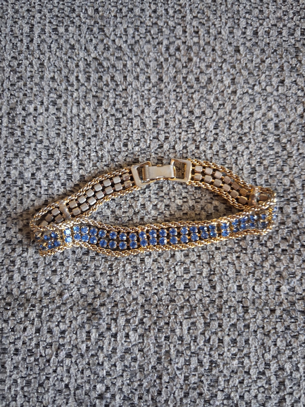 Gold Bracelet with Blue Crystal Accents